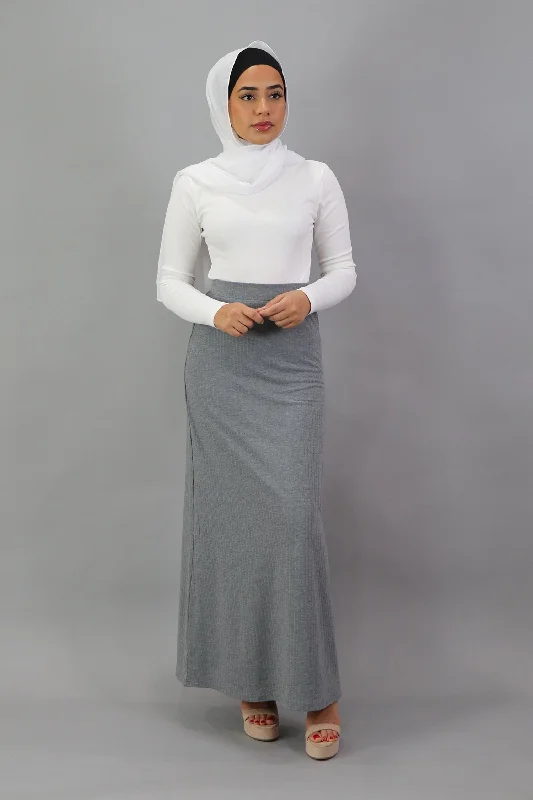 Casual skirts for effortless everyday wear -Ribbed Maxi Skirt - Heather Gray