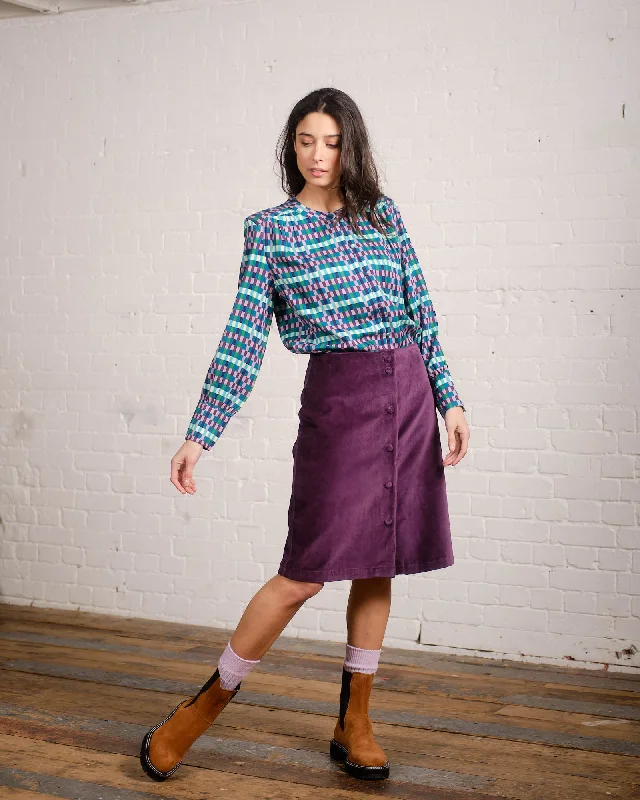 Designer pencil skirts for sharp professional looks -Renata Velvet Skirt in Purple