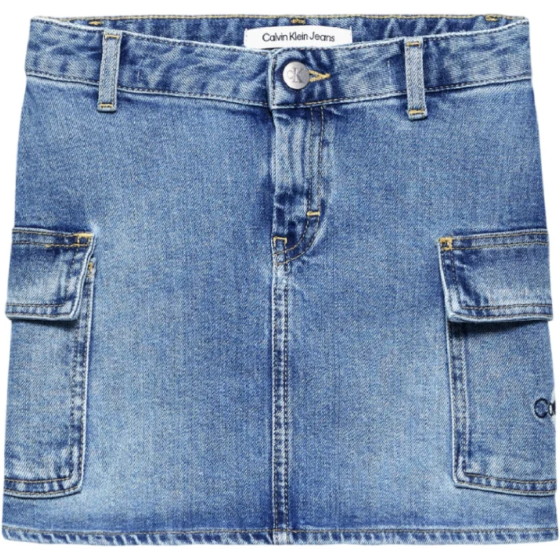 Denim Skirts with Beads for Decoration -Calvin Klein Denim Skirt Authentic Mid Blue