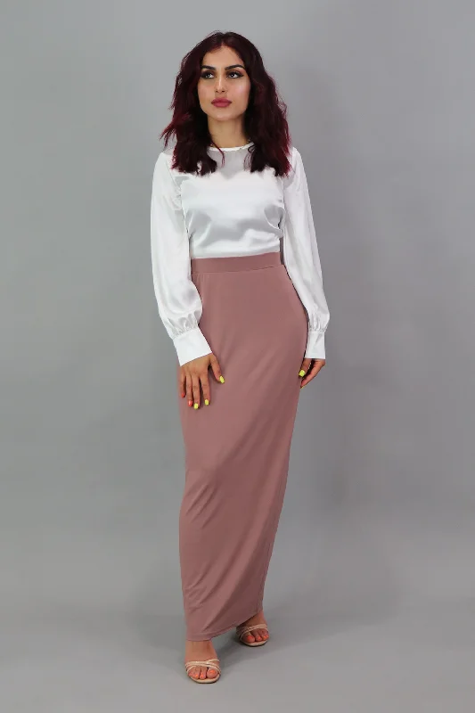 Soft cotton skirts for cozy comfort -Luxe Spandex Maxi Skirt - Nude Pink