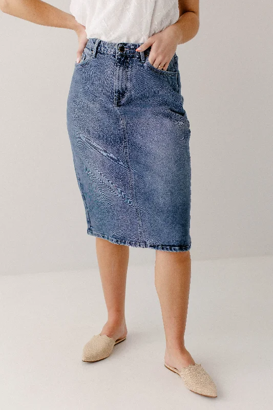 Denim Skirts for Running -'Robyn' Classic Denim Skirt in Medium Wash