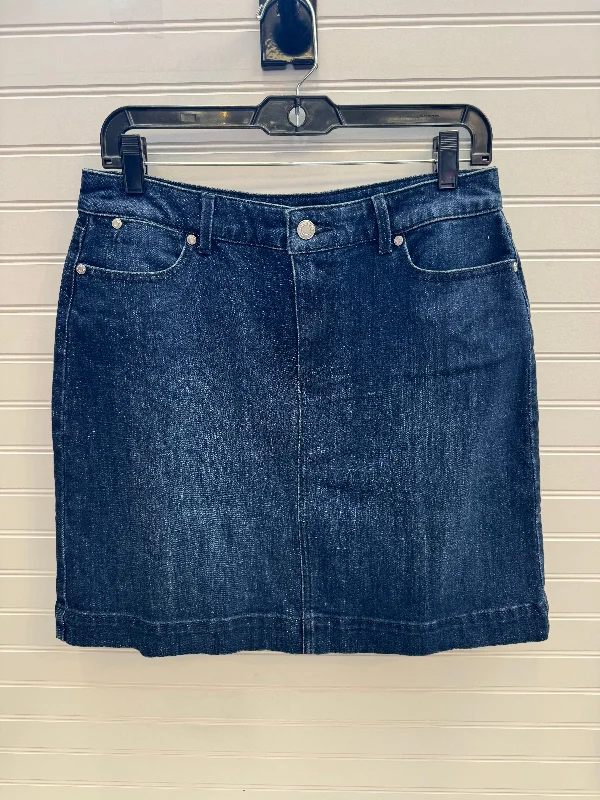 Durable denim skirts for rugged daily wear -Skirt Mini & Short By Talbots In Blue Denim, Size: 8petite