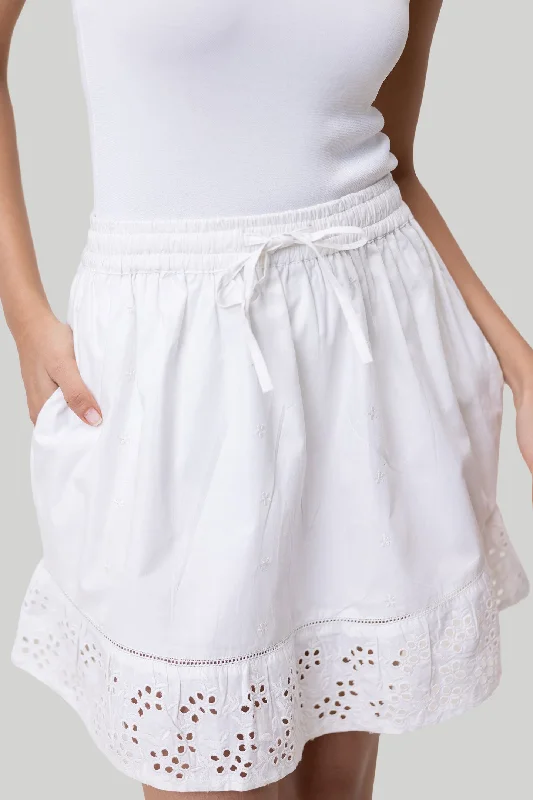 Wrap skirts for easy adjustable fit -Drawstring Short Skirt in White