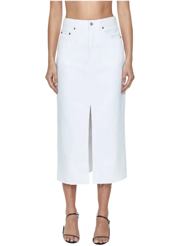 Zipper Denim Skirts for Modern -Alice Denim Skirt In White