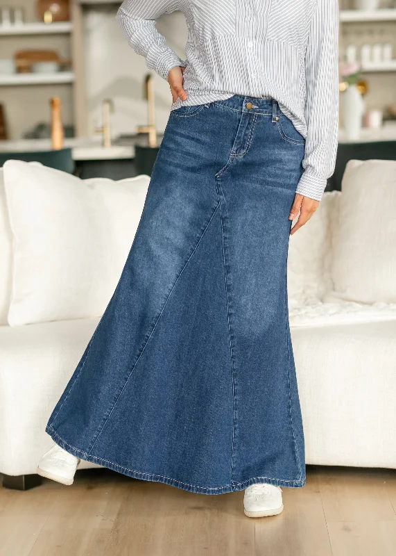 Denim Skirts with Buckles for Cool -Jennifer A-Line Long Denim Skirt