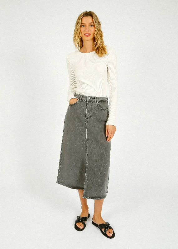 Maxi Denim Skirts for Fashion -SLF Krista Gerda Denim Skirt in Light Grey