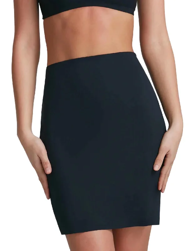 Durable skirts with reinforced seam strength -Classic Half Slip With Control Short In Black