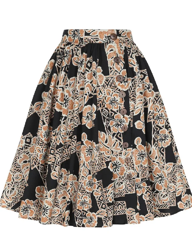 High-waisted skirts for slimming chic style -Dominique Tiki Swing Skirt