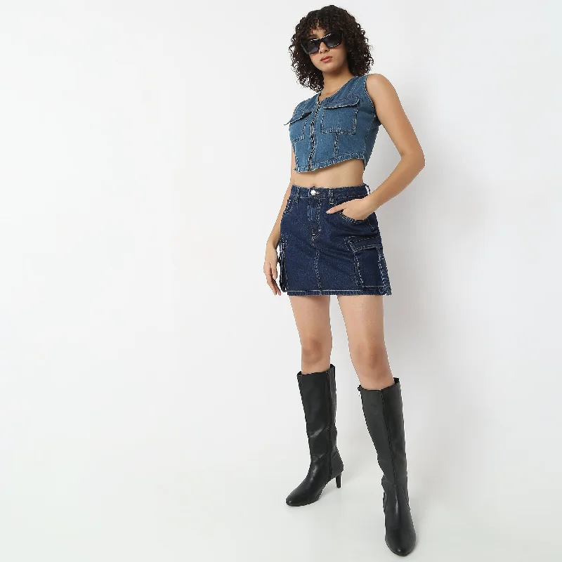 Denim Skirts for Party Nights -Short Length High Rise Denim Skirt