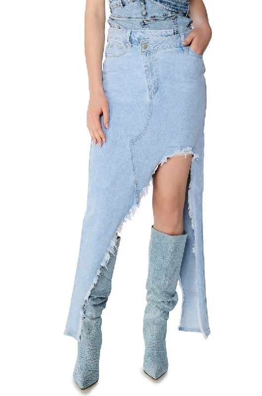 Denim Skirts for Picnics -JUST WANNA DANCE HIGH LOW DENIM SKIRT