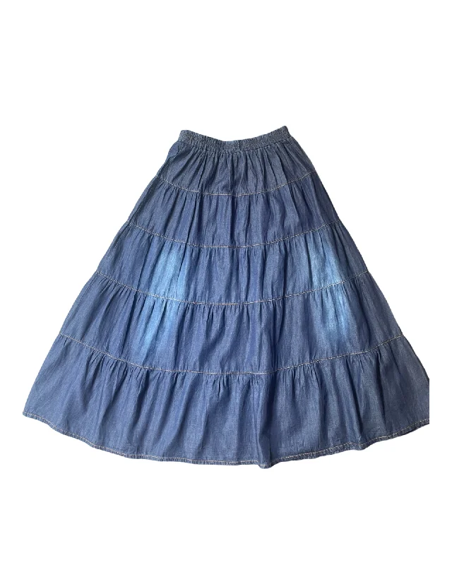 Split Denim Skirts for Stylish -Vintage Y2K Denim Skirt