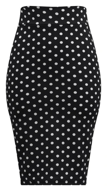 Classic skirts with subtle texture weave -Polka Dot Pencil Wiggle Skirt (Sample Sale)