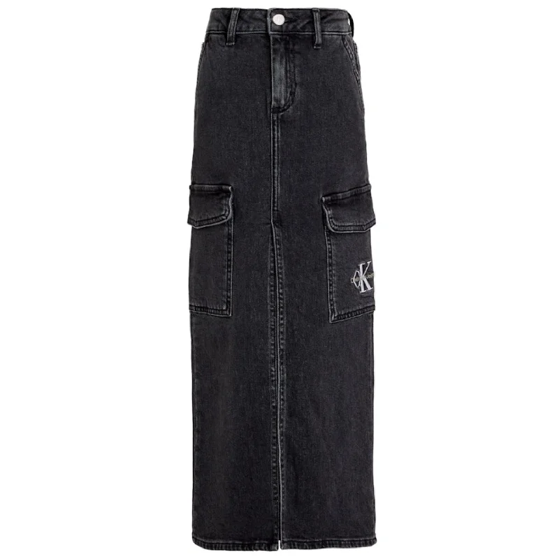 Petite Denim Skirts for Small -Calvin Klein Charcoal Grey Rgd Maxi Denim Skirt