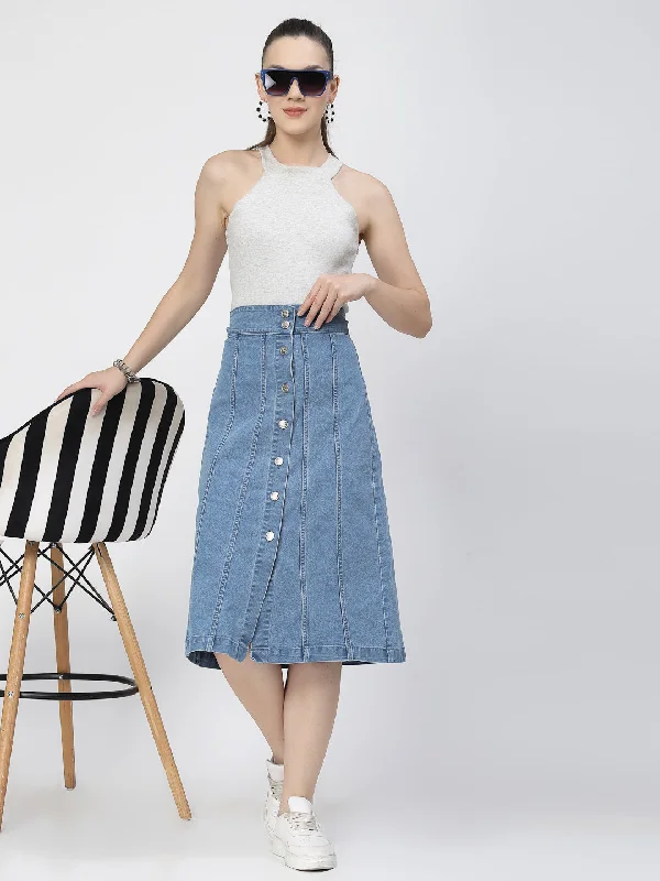 Denim Skirts with Studs for Punk -Light Blue Denim Skirt For Women