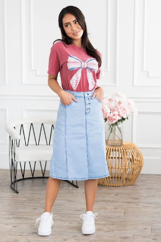 Denim Skirts for Graduation Ceremonies -Baseball Ready Denim Skirt