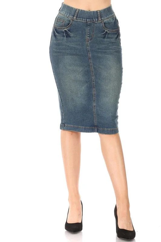 Blue Denim Skirts for Classic -Turin Vintage Denim Skirt