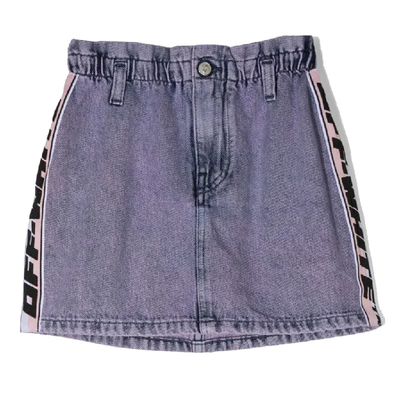 Denim Skirts for Travel Adventures -Logo Denim Skirt