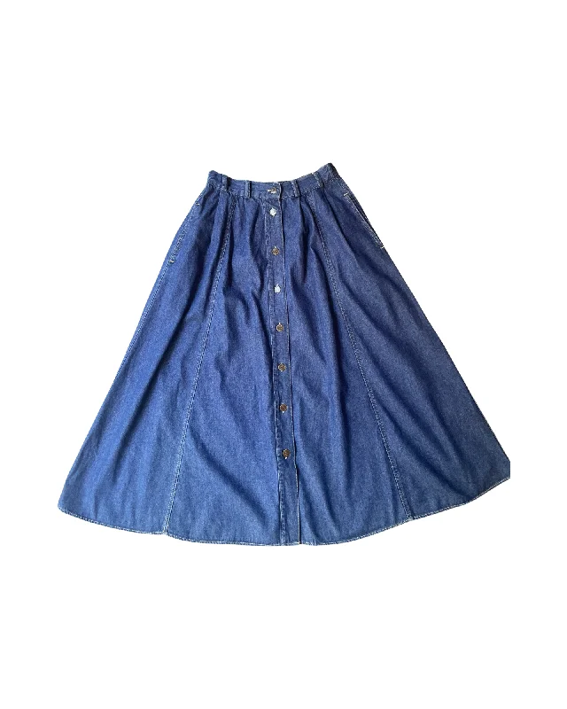 Washed Denim Skirts for Soft -Vintage Button Down Denim Skirt