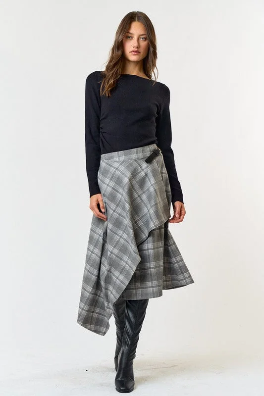 Durable denim skirts for rugged daily wear -Scottie Plaid Skirt