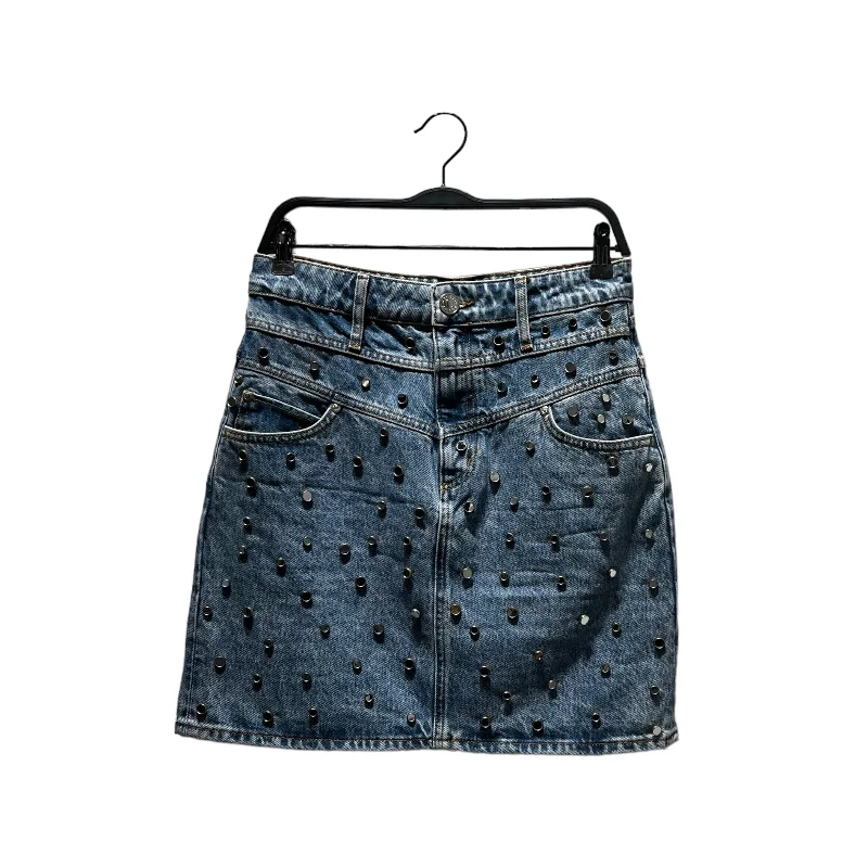 High Waist Denim Skirts for Women -sandro/Skirt/2/Denim/BLU/STUDDED DENIM SKIRT