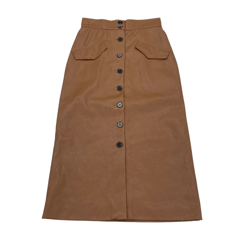 Ruffled skirts for feminine playful charm -BROWN SKIRT MIDI by H&M Size:2