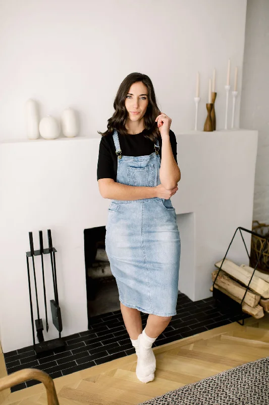 Tiered Denim Skirts for Bohemian -'Emerson' Light Denim Skirt Overalls