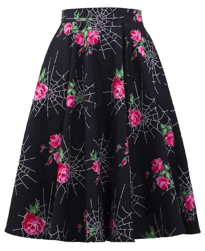 A-line skirts for classic wardrobe essentials -Kiss of the Spider Vintage Inspired Swing Skirt with Pockets