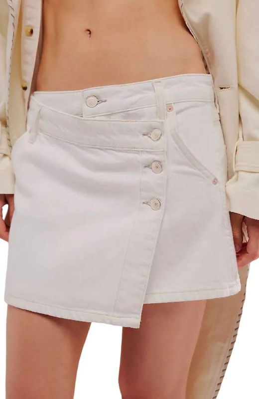 Stretch Denim Skirts for Comfort -Wynne Denim Skirt In Bright White