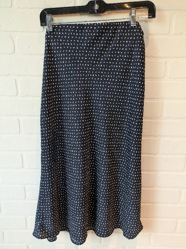 Patterned skirts with bold stripe accents -Skirt Midi By Loft In Blue & White, Size: 12