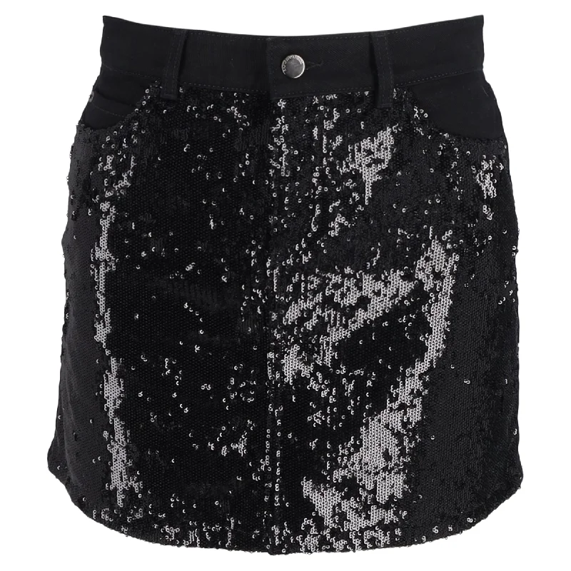 Soft Denim Skirts for Cozy -Emporio Armani Denim Skirt In Black Sequins