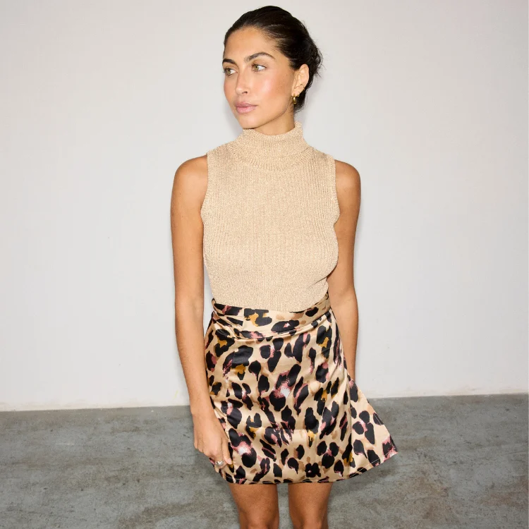 Wrap midi skirts for stylish ease -Leopard Mini Jaspre Skirt