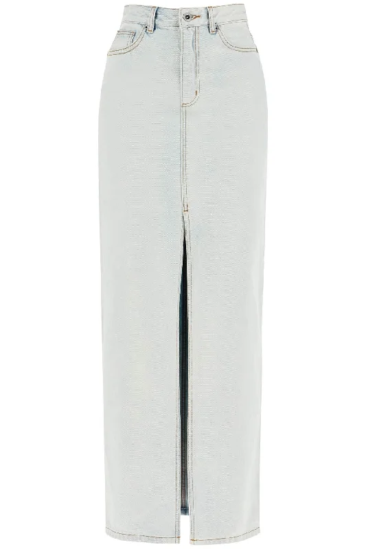 Denim Skirts for Birthday Parties -maxi denim skirt in seven PF24 835XSK W WHITE