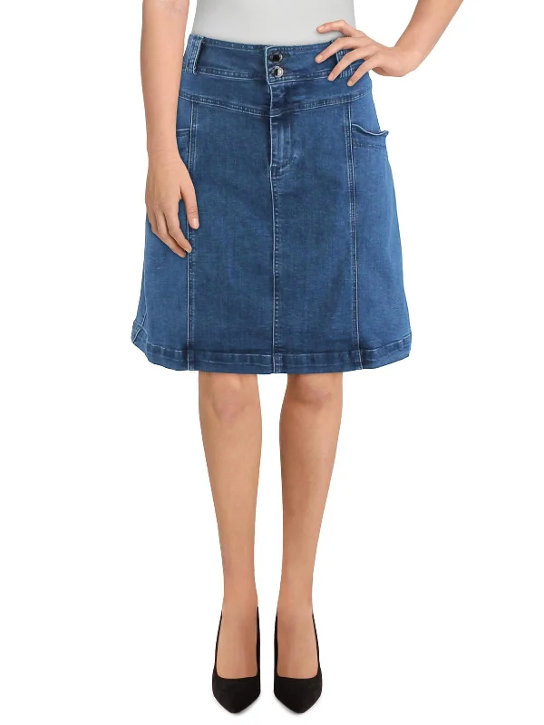 Denim Skirts with Pockets for Practical -Plus Womens Mini Jean Denim Skirt