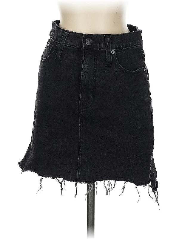 Denim Skirts with Lace for Feminine -High-Rise Denim Skirt