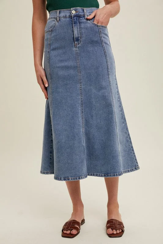 Denim Skirts for Casual Fridays -Flare Denim Skirt