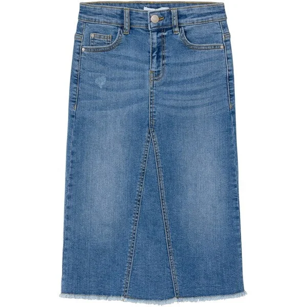 Denim Skirts with Zippers for Modern -Name it Medium Blue Denim Kylie Wide Long Denim Skirt