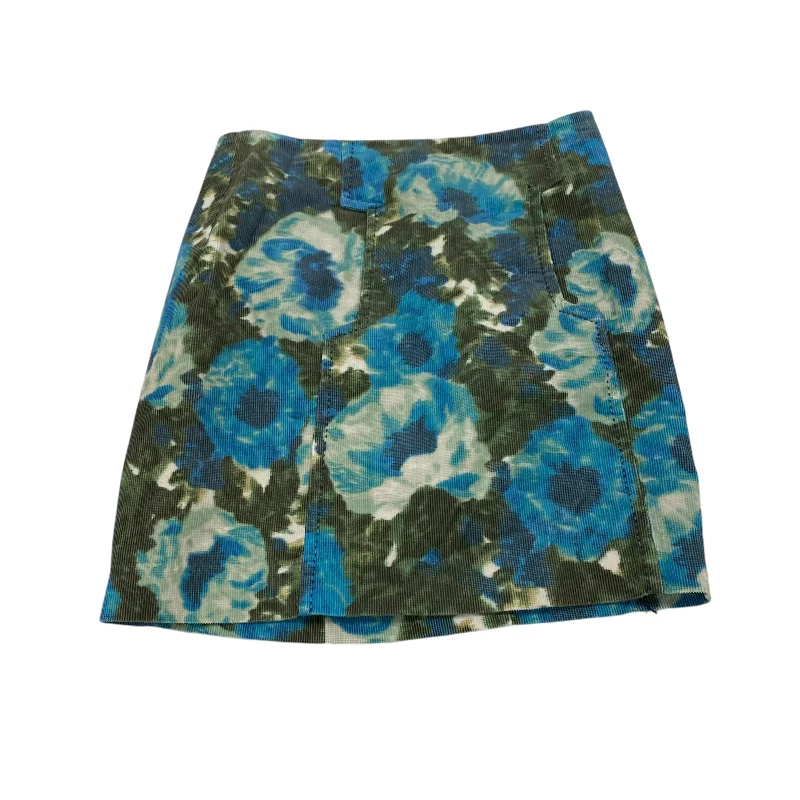 Flowy skirts for relaxed vacation wear -BLUE & GREEN SKIRT MINI & SHORT by ANTHROPOLOGIE Size:6