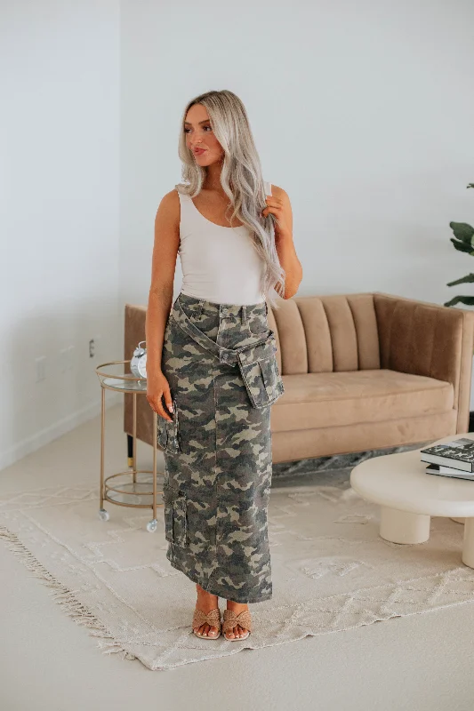 Denim Skirts for Valentine's Day -Peyton Hidden Denim Skirt - Camouflage