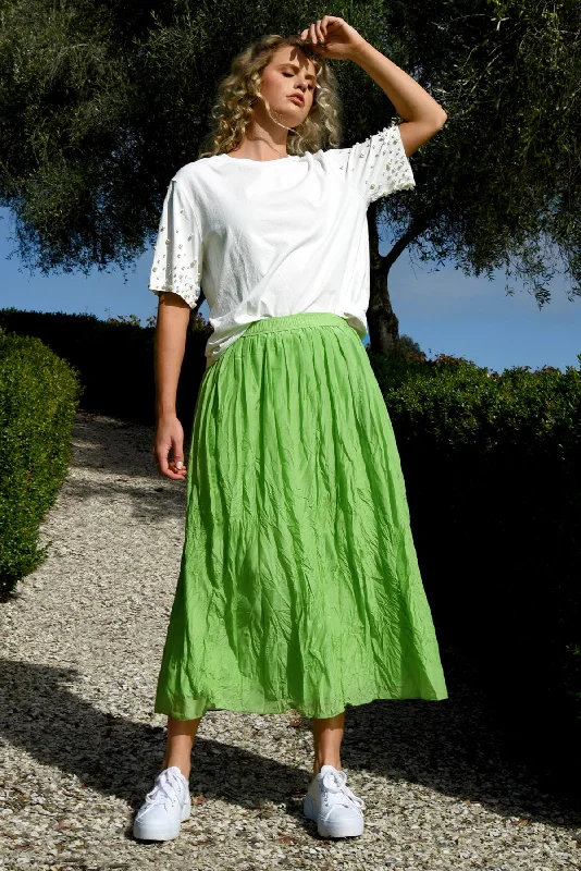 Ruffled skirts with lace trim softness -Curate Spin Me Around Skirt Green