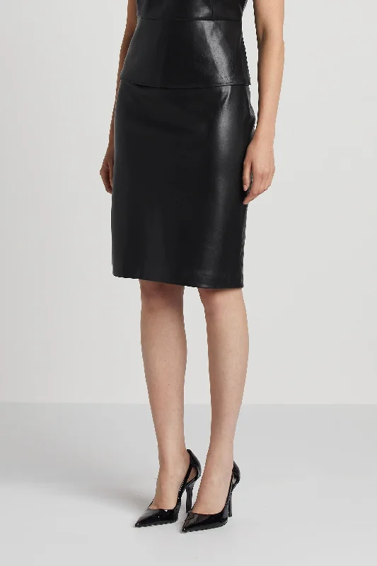 Wrap skirts with tie-front detail charm -Reese Pencil Vegan Leather Skirt