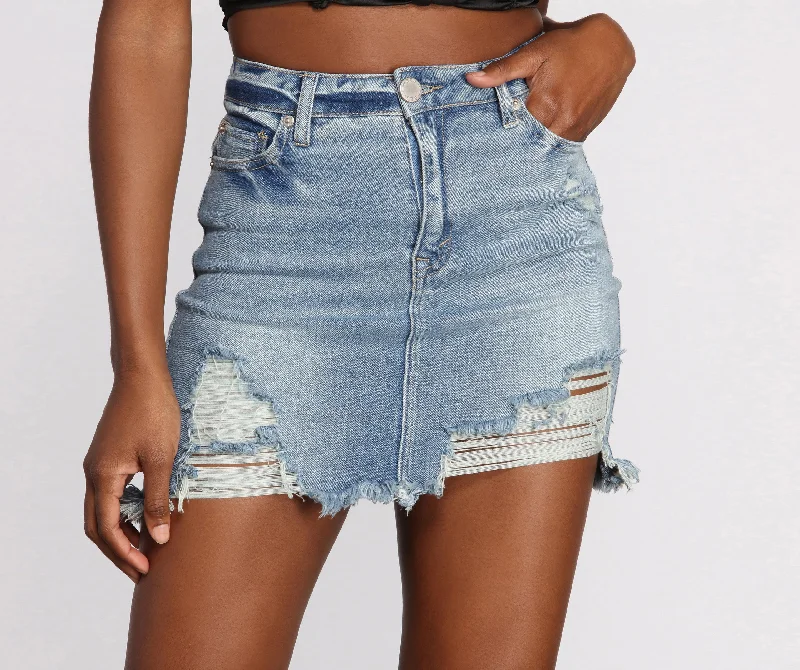 Denim Skirts with Sequins for Sparkle -You Got It Girl Denim Skirt