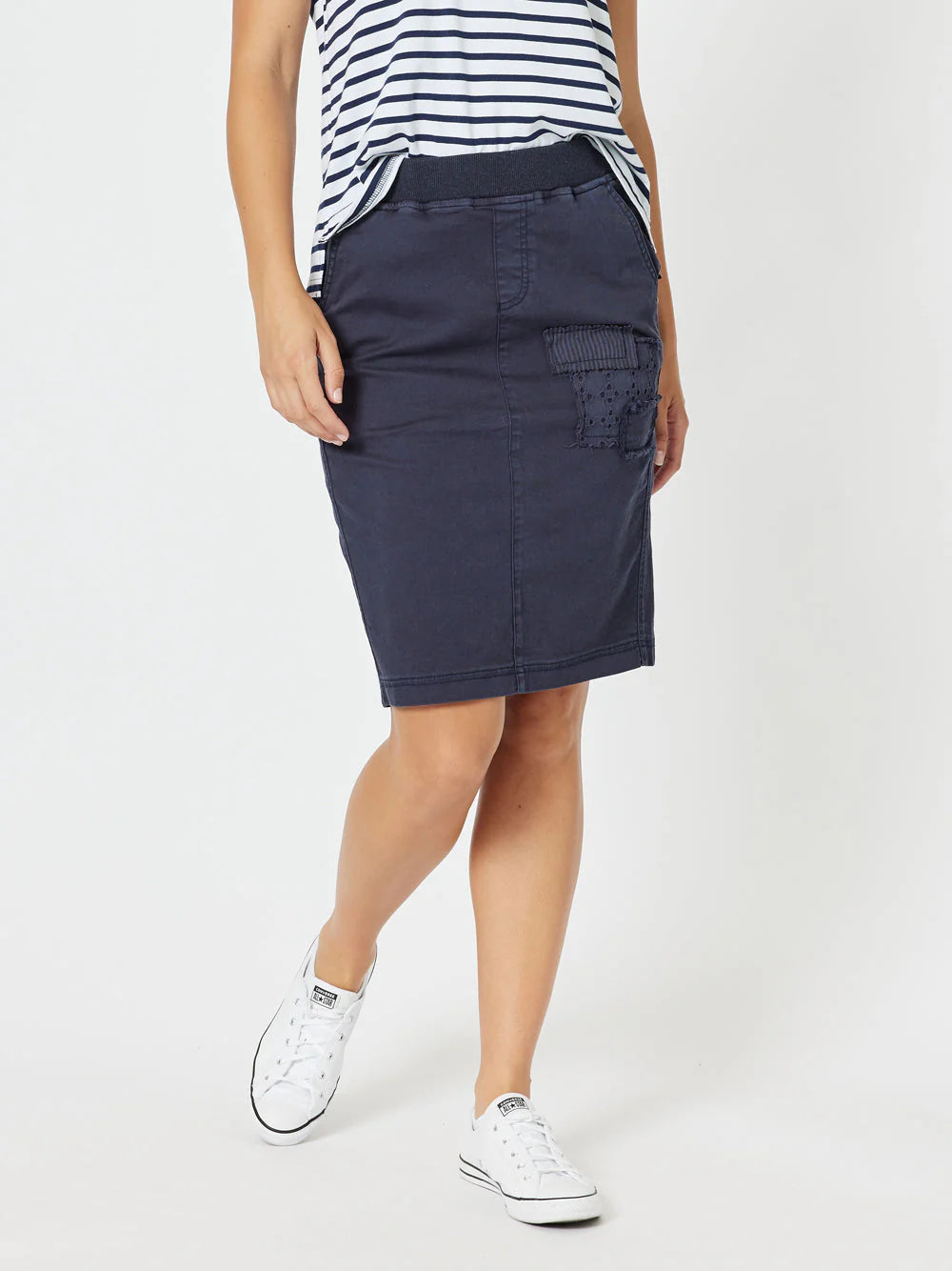 Green Denim Skirts for Nature -Portia Denim Skirt - Navy