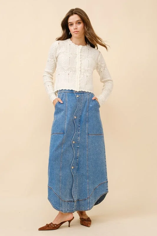 Denim Skirts for Spring Outfits -Get in the Groove Denim Skirt