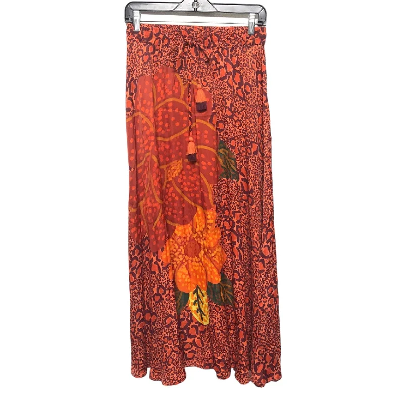 Vintage skirts with classic floral prints -Skirt Maxi By Farm Rio In Orange, Size: S