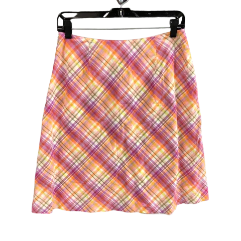 Vintage denim skirts for nostalgic charm -Skirt Midi By Talbots In Plaid Pattern, Size: 8