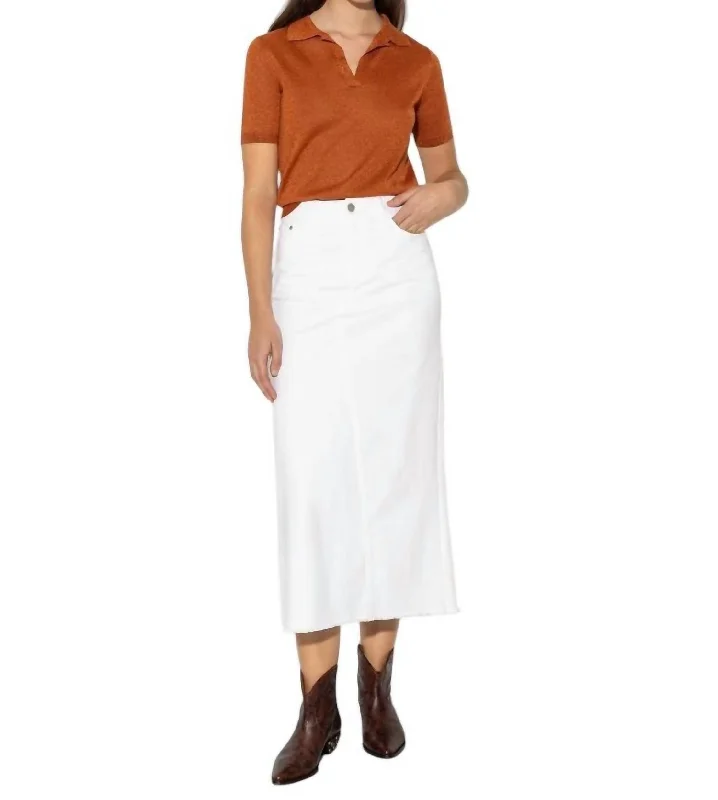 Denim Skirts for Shopping Days -Denim Skirt In Bleach White