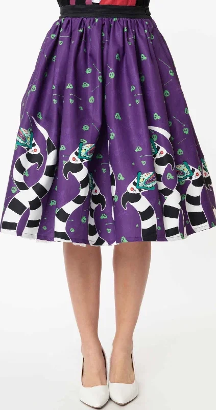 Affordable skirts with trendy slit details -Beetlejuice x Unique Vintage Sandworm Swing Skirt