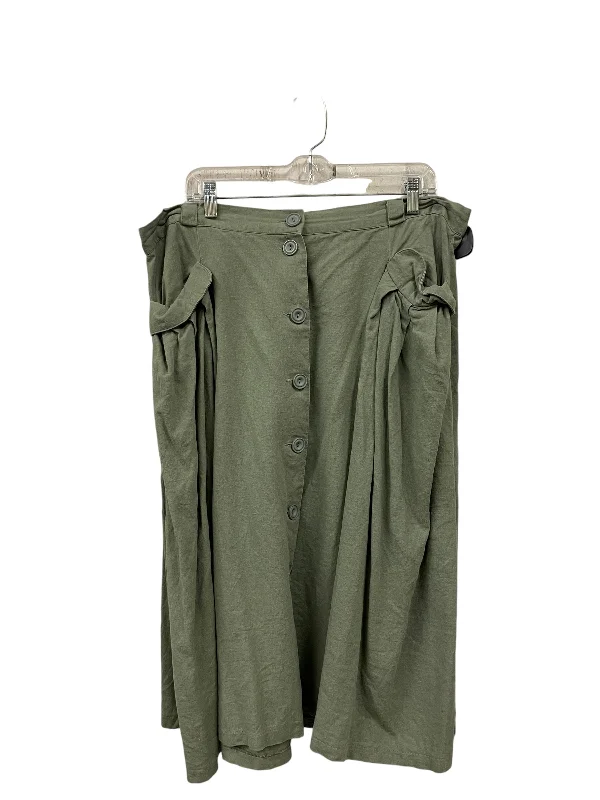 Soft skirts with plush cotton lining -Skirt Midi By Modcloth In Green, Size: 20