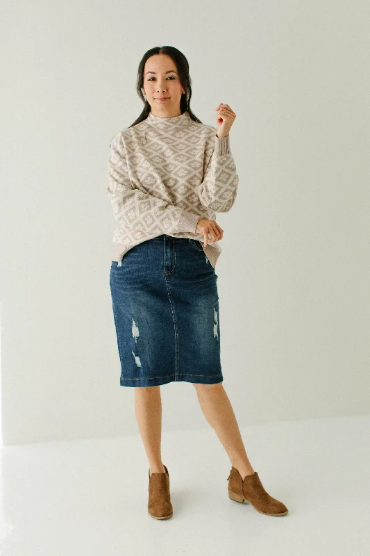 A-line Denim Skirts for Flattering -'Indie' Distressed Denim Skirt