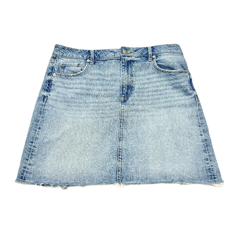 Printed Denim Skirts with Checks -Blue Denim Skirt Mini & Short By Loft, Size: 10